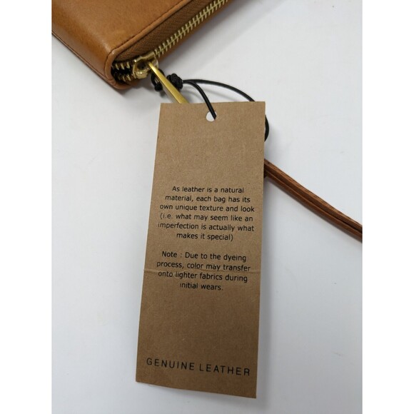 NWT $85 Margot New York Gabby Single Zip Around Leather Wallet Wristlet Cognac - Picture 5 of 10